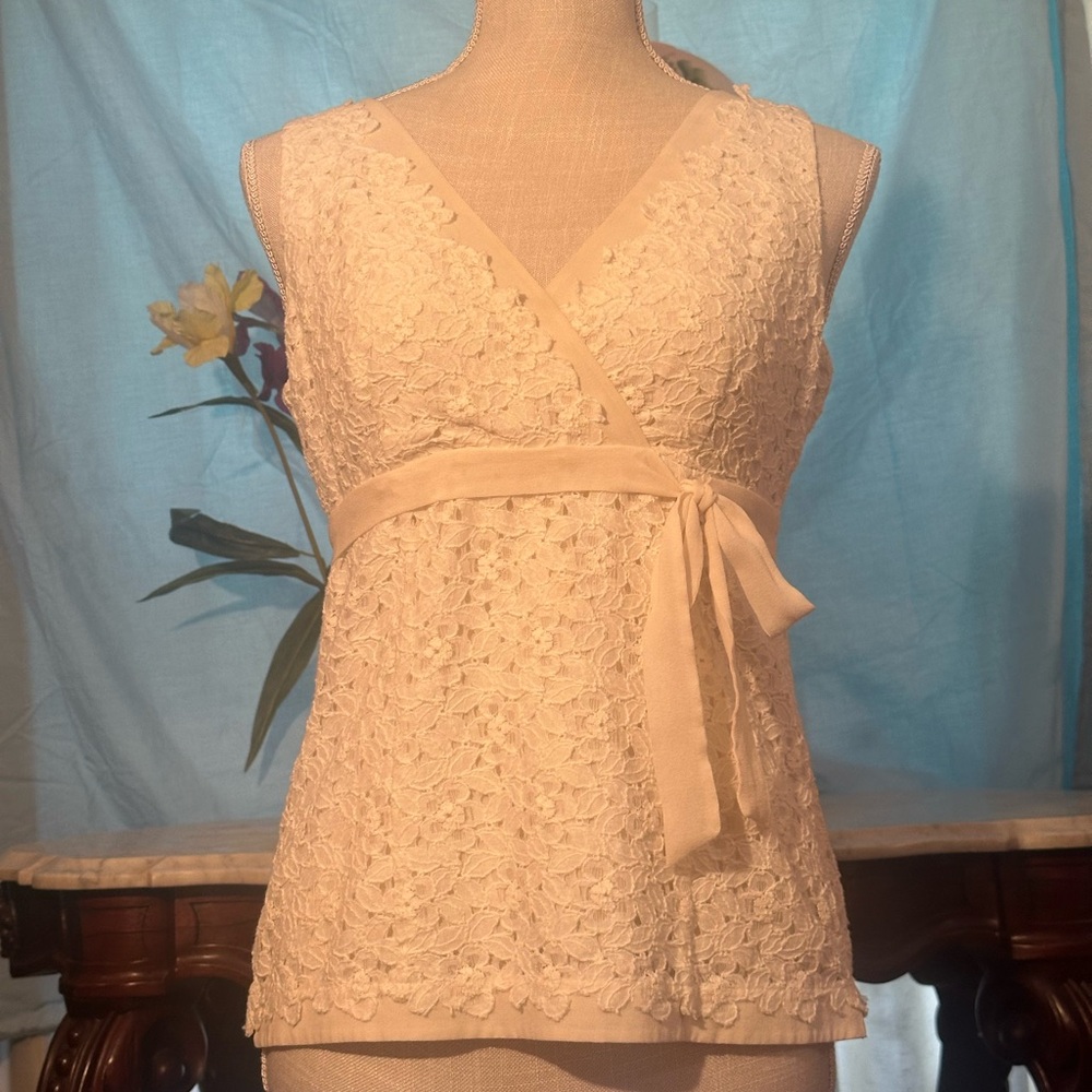Elegant Cream Lace Sleeveless Top